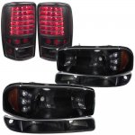 2000 GMC Yukon Black Smoked LED DRL Headlights Set and LED Tail Lights