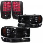 2003 GMC Yukon Black Smoked LED DRL Headlights Set and LED Tail Lights 2003 GMC Yukon Black Smoked LED DRL Headlights Set and LED Tail Lights
