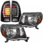 Toyota Tacoma 2005-2011 Black Headlights and Custom LED Tail Lights