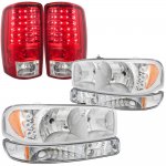 2002 GMC Yukon XL Clear LED DRL Headlights Set and LED Tail Lights Red Clear 2002 GMC Yukon XL Clear LED DRL Headlights Set and LED Tail Lights Red Clear
