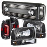 2004 Ford F350 Super Duty Black Grille Headlights Set and Custom LED Tail Lights 2004 Ford F350 Super Duty Black Grille Headlights Set and Custom LED Tail Lights