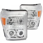 Ford F250 Super Duty 2011-2016 Chrome Halo Projector Headlights LED DRL