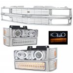 1998 Chevy Suburban Chrome Grille and Projector Headlights LED Bumper Lights
