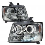 2009 Chevy Avalanche Smoked Halo Projector Headlights with LED