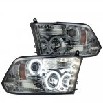 2011 Dodge Ram Smoked CCFL Halo Projector Headlights LED DRL
