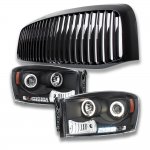 Dodge Ram 2500 2006-2009 Black Vertical Grille and Projector Headlights Set
