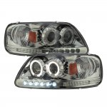 1998 Ford F150 Smoked Halo Projector Headlights with LED