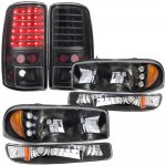 2000 GMC Yukon Black LED DRL Headlights Set and LED Tail Lights