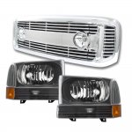 2004 Ford F350 Chrome Billet Grille and Black Headlight Sets 2004 Ford F350 Chrome Billet Grille and Black Headlight Sets