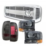 2001 Ford F250 Chrome Billet Grille Smoked Headlights and LED Tail Lights