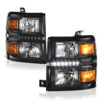 2014 Chevy Silverado 1500 Black Headlights LED DRL