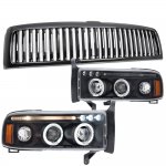 1998 Dodge Ram 2500 Black Vertical Grille and Halo Projector Headlights 1998 Dodge Ram 2500 Black Vertical Grille and Halo Projector Headlights