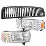 Dodge Ram 3500 1994-2002 Black Vertical Grille and Headlights with LED Corner Lights Dodge Ram 3500 1994-2002 Black Vertical Grille and Headlights with LED Corner Lights