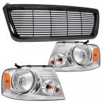 2004 Ford F150 Black Billet Grille and Chrome Euro Headlights
