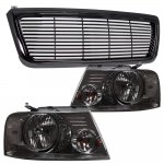 2004 Ford F150 Black Billet Grille and Smoked Euro Headlights