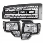 2014 Ford F150 Black Raptor Style Grille and Black Euro Headlights