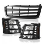 2005 Chevy Avalanche Black Front Grill and Headlights Conversion