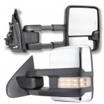 Chevy Silverado 2014-2018 Chrome Towing Mirrors Clear LED Lights Power Heated
