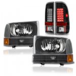 2003 Ford F350 Super Duty Black Headlights and LED Tail Lights