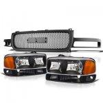 2002 GMC Yukon Black Custom Grille and Headlights Set 2002 GMC Yukon Black Custom Grille and Headlights Set