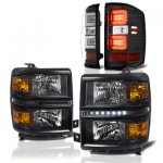 2014 Chevy Silverado 1500 Black LED DRL Headlights and LED Tail Lights Tube Bar