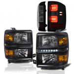 Chevy Silverado 2014-2015 Black LED DRL Headlights and Smoked LED Tail Lights Tube Bar Chevy Silverado 2014-2015 Black LED DRL Headlights and Smoked LED Tail Lights Tube Bar