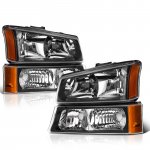 2003 Chevy Silverado 2500HD Black Euro Headlights and Bumper Lights