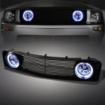 Ford Mustang V6 2005-2009 Black Billet Grille and Halo Fog Lights