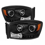 2007 Dodge Ram 2500 Black Halo Projector Headlights with LED