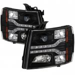 2008 Chevy Silverado Black Projector Headlights LED DRL Facelift 2008 Chevy Silverado Black Projector Headlights LED DRL Facelift
