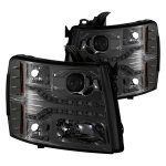 2011 Chevy Silverado 2500HD Smoked Projector Headlights LED DRL Facelift