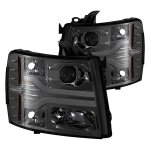 Chevy Silverado 2007-2013 Smoked Projector Headlights DRL Tube Facelift