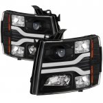 2011 Chevy Silverado 3500HD Black Projector Headlights DRL Tube Facelift