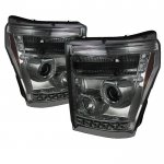2011 Ford F450 Super Duty Smoked CCFL Halo Projector Headlights LED