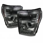2012 Ford F550 Super Duty Smoked CCFL Halo Projector Headlights LED