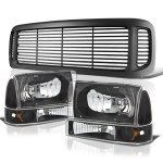 2004 Ford F350 Super Duty Black Grille and Headlights Set 2004 Ford F350 Super Duty Black Grille and Headlights Set