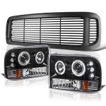 2004 Ford F350 Super Duty Black Grille and Halo Projector Headlights Conversion 2004 Ford F350 Super Duty Black Grille and Halo Projector Headlights Conversion