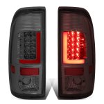 2008 Ford F250 Super Duty Smoked Custom LED Tail Lights Red Tube