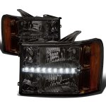 2008 GMC Sierra 3500HD Smoked Headlights LED DRL