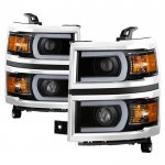 2014 Chevy Silverado 1500 Black LED DRL Tube Projector Headlights