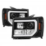 GMC Sierra 3500HD 2007-2013 Black LED DRL Projector Headlights