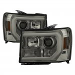 2009 GMC Sierra Smoked LED DRL Projector Headlights