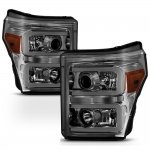2016 Ford F250 Super Duty Smoked LED DRL Projector Headlights