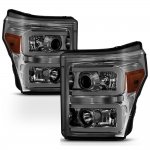 2016 Ford F550 Super Duty Smoked LED DRL Projector Headlights