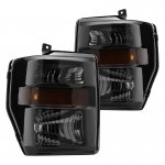 2008 Ford F350 Super Duty Black Smoked Headlights 2008 Ford F350 Super Duty Black Smoked Headlights