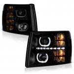 2011 Chevy Silverado 2500HD Black Smoked Halo LED DRL Projector Headlights