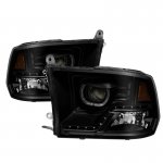 2013 Dodge Ram Black Smoked Halo Projector Headlights LED DRL