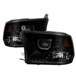 2011 Dodge Ram Black Smoked Halo Projector Headlights LED DRL