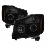 Nissan Armada 2004-2007 Black Smoked LED Halo Projector Headlights