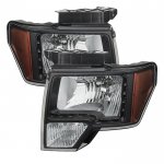 2011 Ford F150 Black Headlights LED DRL